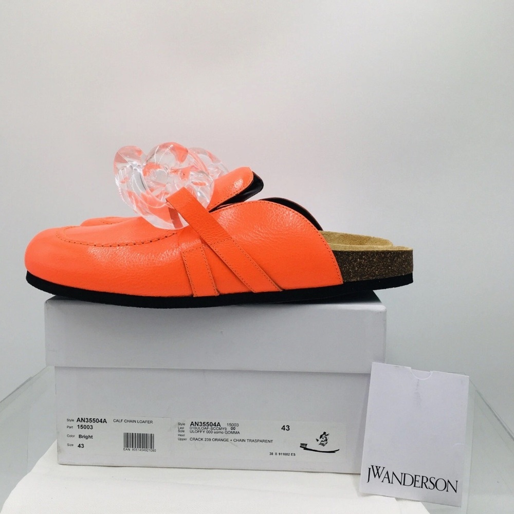 JW Anderson - GOMMA- Orange / Chain Transparent Loafer Men’s Size EU 43 US 10 - Picture 12 of 16